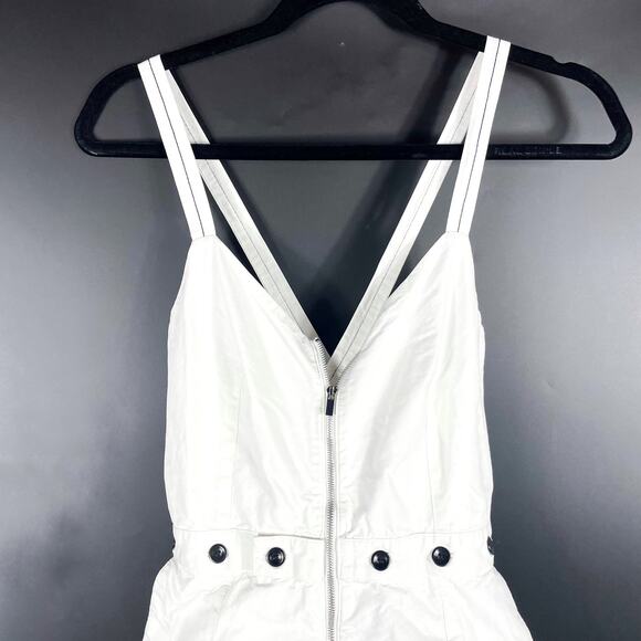 Proenza Schouler‎ Front Zip Midi Dress White Linen Blend Sleeveless Buttons Sz 4 - Picture 8 of 15